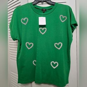 Green Heart Pattern Women's Tee
